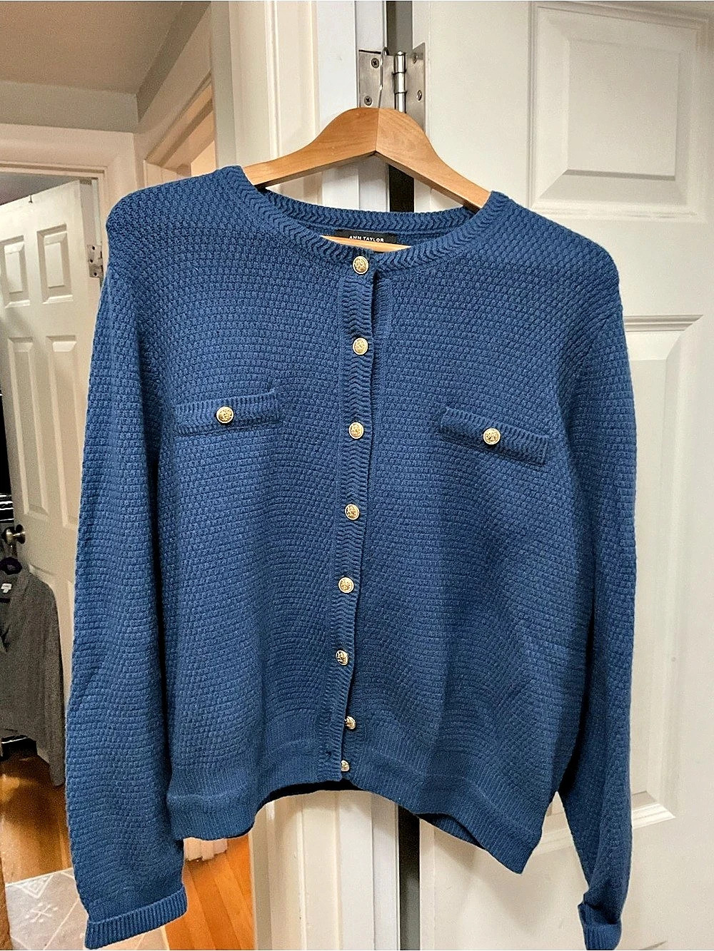 Ann Taylor Blue Textured Cardigan Size XL